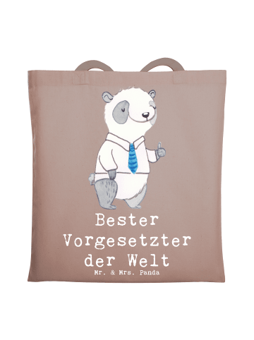 Mr. & Mrs. Panda Tragetasche Panda Bester Vorgesetzter der Welt ... in Braun Pastell