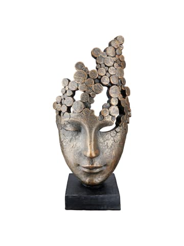 GILDE Skulptur Female Mask bronzefarben - (H) 31,5 cm
