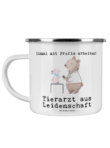 Mr. & Mrs. Panda becher emaille Tierarzt Leidenschaft mit Spruch in Weiß
