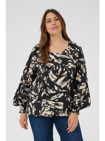 KAFFE curve Langarm-Bluse KColla Regular fit in Black Gray Graphic