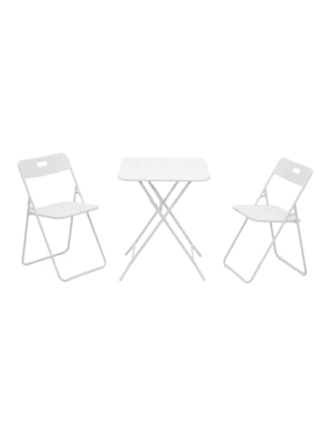 ABRIHOME Bistro Set in Weiß 3-teilig klappbar mit 2 Stühlen und 1 Tisch für Garten