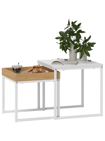 HOMCOM Couchtisch Set-45L x 45B x 45H cm-Weiß