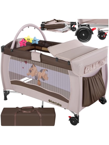 tectake Kinderbett mit Wickelauflage und Transporttasche 132x75x104cm