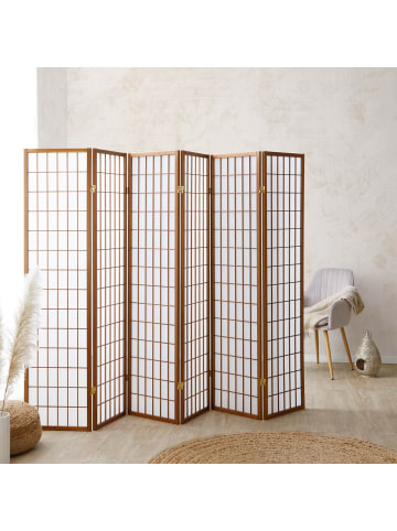 Homestyle4u 6-tlg. Paravent in Braun 264x175