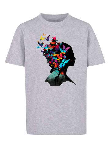 F4NT4STIC T-Shirt Schmetterling Silhouette TEE UNISEX in grau meliert