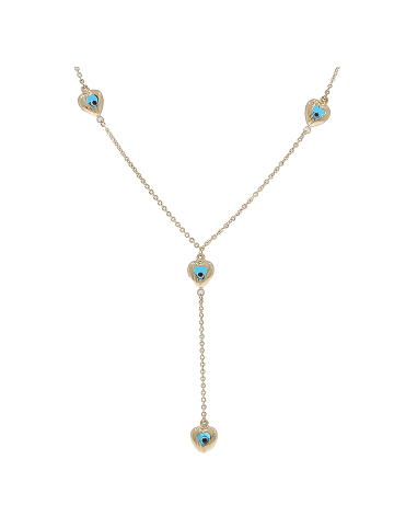 Luxxos Collier "Herz mit Nazar Auge 43 cm aus 333 Gelbgold" in Gold