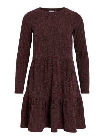 Vila Elegantes kurzes Kleid mit Langarm und Volant-Röcke in Weinrot