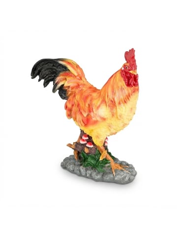 relaxdays Gartenfigur Hahn in Bunt - (B)30 x (H)34 x (T)11 cm