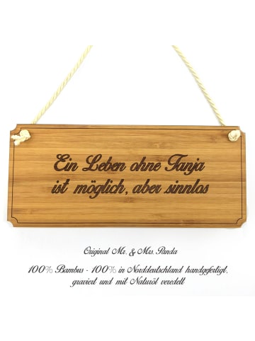 Mr. & Mrs. Panda Holz Türschild Tanja mit Spruch in Keine Angabe