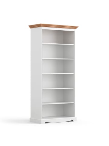 Feldmann-Wohnen Bücherregal Belluno Elegante weiß lackiert / gebeizt Eiche 89 / 44 / 190cm