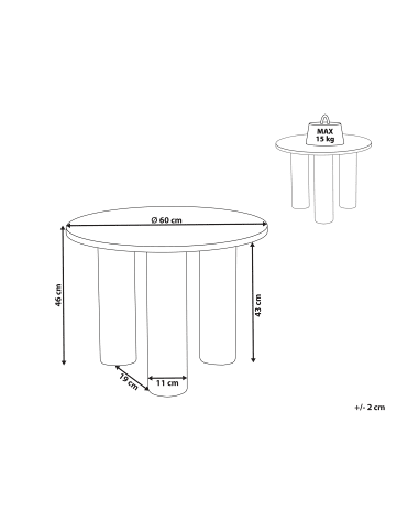 Beliani Couchtisch SENOIA in Braun - (W) 60 x (H) 46 x (L) 60 cm