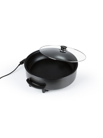 Gourmet Maxx Party-Pfanne elektrisch 1500W metallic schwarz 42cm mit Deckel & Trenner Schwarz