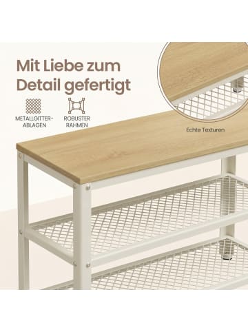 VASAGLE Schuhbank Daxton in Eichefarben-Weiß - (B)73 x (H)45 x (T)30 cm