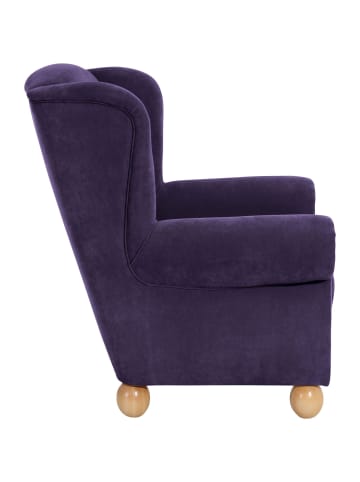 58 aufm Kessel OHRENBACKENSESSEL Kasha Bezug Veloursstoff Buche natur / violett