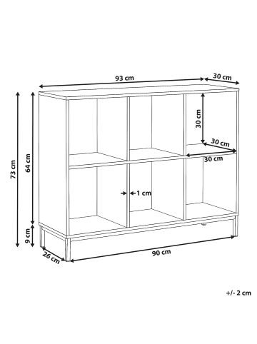 Beliani Bücherregal PEMBERTON in Braun/Schwarz - (W) 93 x (H) 73 x (L) 30 cm