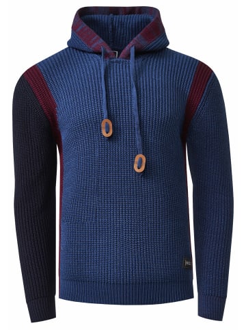 Rusty Neal Kontrast Grobstrick Kapuzenpullover in Petrol