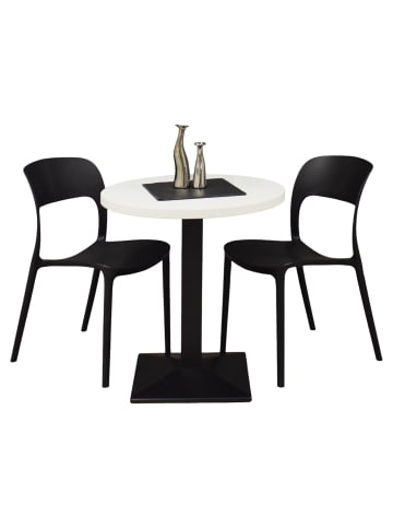 58 aufm Kessel BISTROTISCH rund Elanur 70 cm schwarz matt/weiß matt lack