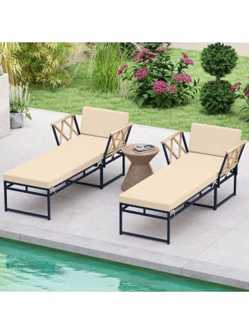 COSTWAY Sonnenliege mit Kissen in Beige