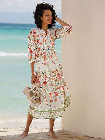 Heine Druck-Kleid in champagner-schilf-bedruckt