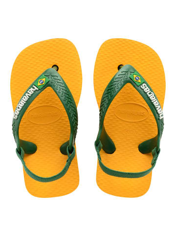 Havaianas Kinder-Flip-Flops mit Gummizug und „Baby Brasil“-Logo Gelb