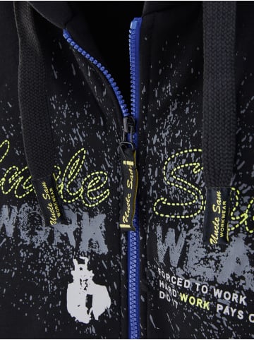 Uncle Sam Sweatjacke in schwarz/royal/limette