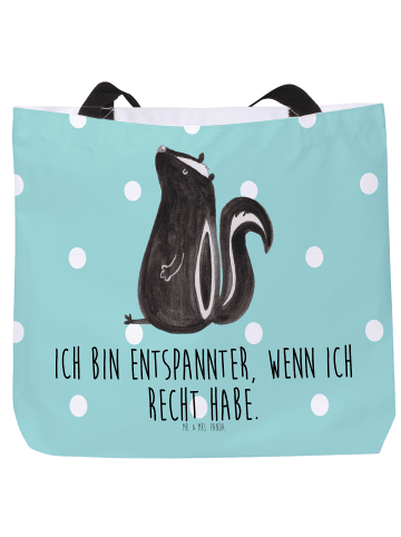 Mr. & Mrs. Panda Shopper Stinktier Sitzen mit Spruch in Türkis Pastell