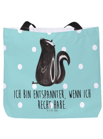 Mr. & Mrs. Panda Tote Bag Stinktier Sitzen mit Spruch in Türkis Pastell