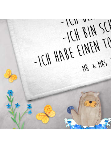 Mr. & Mrs. Panda Gästehandtücher Corgi Po mit Spruch in Weiß