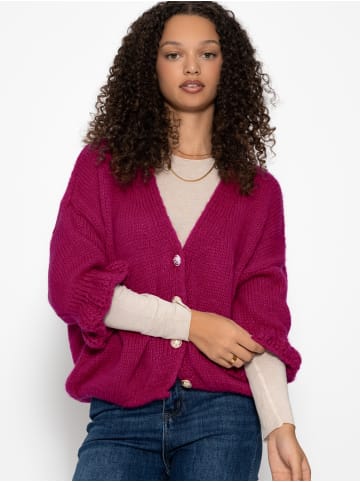 SASSYCLASSY Cardigan mit 3/4-Ärmeln in Fuchsia