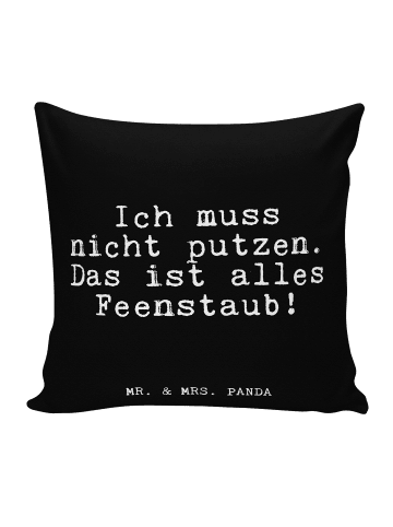 Mr. & Mrs. Panda Kopfkissen Ich muss nicht putzen.... mit Spruch in Schwarz