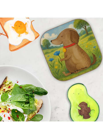 Mr. & Mrs. Panda Tischuntersetzer Hund Blume Design ohne Spruch in Weiß