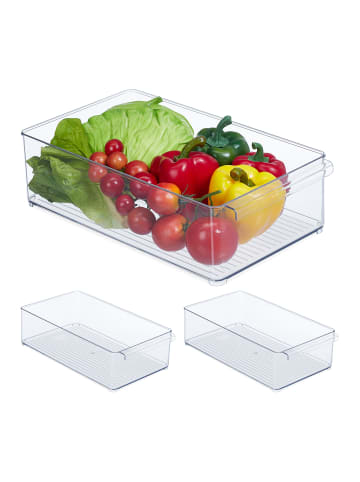 relaxdays 3 x Kühlschrank-Organizer in Transparent - (B)20,5 x (H)10 x (T)36,5 cm