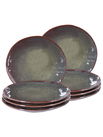 Beliani 8er-Set Teller und Schüsseln THYME in Grün