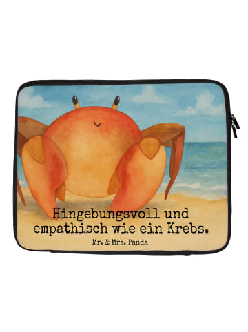 Mr. & Mrs. Panda Laptop Hülle Sternzeichen Krebs Design mit Spruch in Weiß