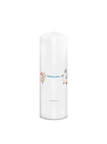 Mr. & Mrs. Panda Stumpenkerze Maus Pinguin Geburtstag ohne Spruch in Weiß