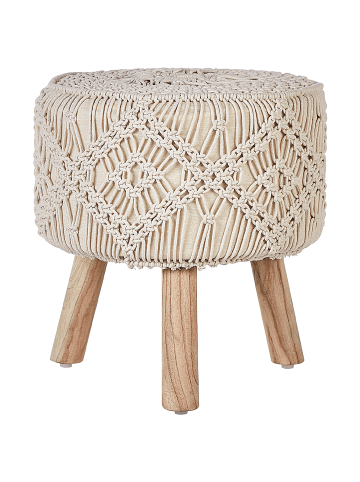 Beliani Hocker MANZAI in Beige/Braun - (W) 40 x (H) 44 x (L) 40 cm