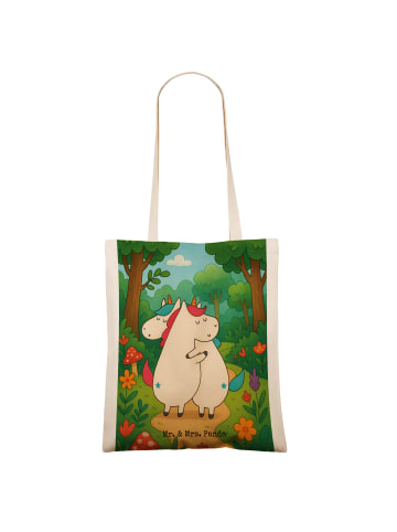 Mr. & Mrs. Panda Tasche Einhörner Umarmen Design ohne Spruch in Weiß