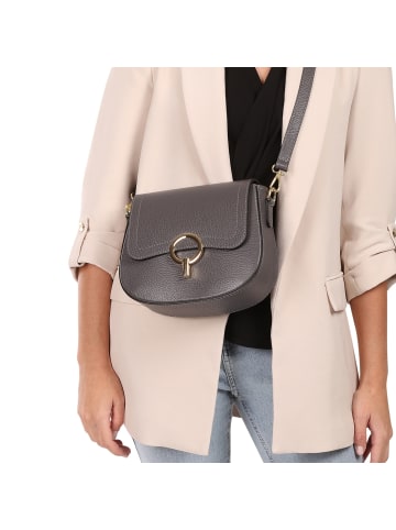 Toscanto Leder Umhängetasche Toscanto Tasche dunkelgrau ca. 23cm