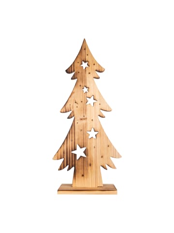 näve LED-Holz-Dekoleuchte "TANNENBAUM" in braun - (L)34,5cm x (B)14,5cm x (H)80cm