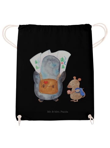 Mr. & Mrs. Panda Baumwolltasche Pinguin & Maus Wanderer ohne Spruch in Schwarz