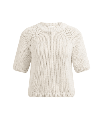 YAYA Chunky Knit Sweater with Short Sleeves in Kit Beige