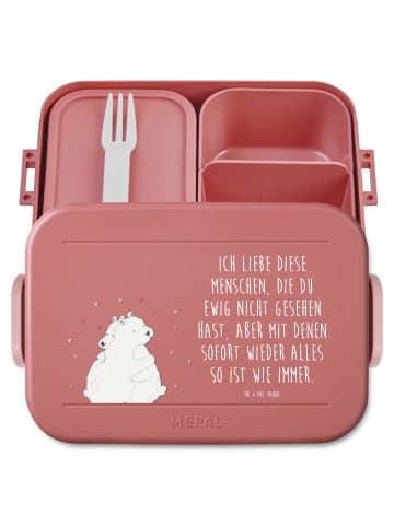 Mr. & Mrs. Panda Vesperbox Eisbär Umarmen Motiv mit Spruch in Rot Pastell