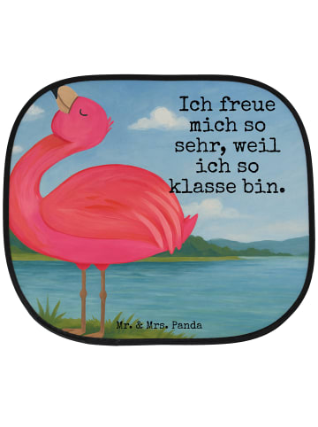 Mr. & Mrs. Panda Auto-Hitzeschutz Flamingo Stolz Design mit Spruch in Weiß