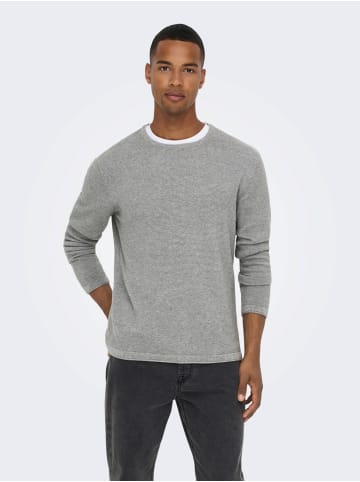 Only&Sons Dünner Langarm Strickpullover Rundhals Basic Sweater ONSPANTER in Grau