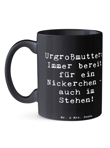 Mr. & Mrs. Panda Tasse Urgroßmutter Nickerchen mit Spruch in Schwarz