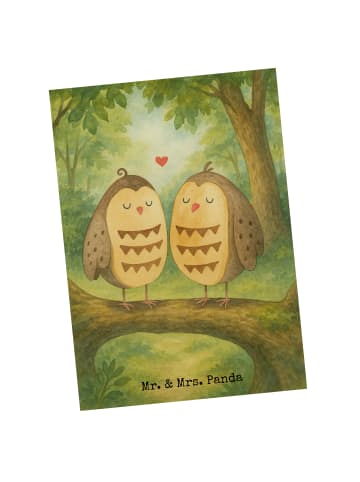 Mr. & Mrs. Panda Postkarte Eulen Liebe Design ohne Spruch in Weiß