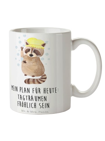 Mr. & Mrs. Panda Teetasse Waschbär mit Spruch in Weiß