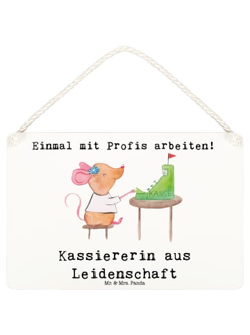 Mr. & Mrs. Panda Schild Kassiererin Leidenschaft mit Spruch in Weiß