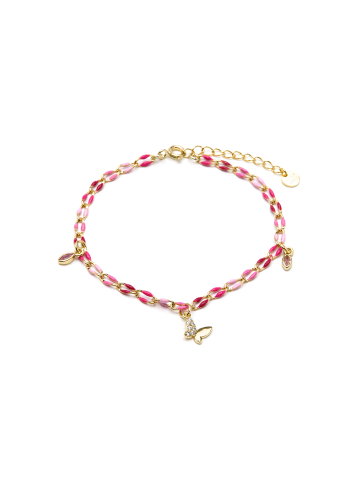Luxenter Armband aus 925er Sterlingsilber mit rosa Lackierung und 18K Gelbgold-Finish
