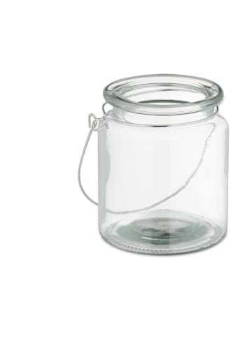 relaxdays 12x Windlicht in Transparent/ Silber - (H)9,5 x Ø 8 cm